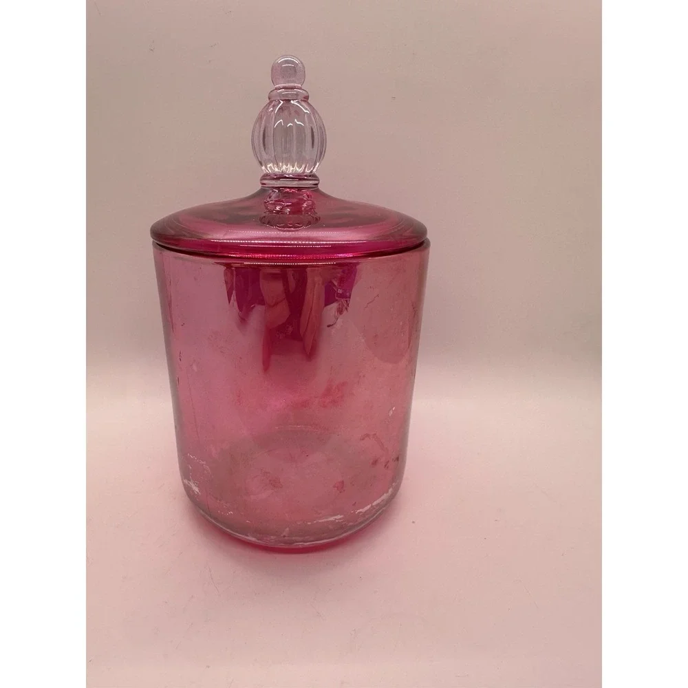 Voluspa‎ Pink Glass Apothecary Jar with Lid 6